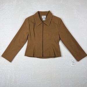 NWT Plum‎ Neiman Marcus Brown Zip Front Collared Jacket Girls Size 7